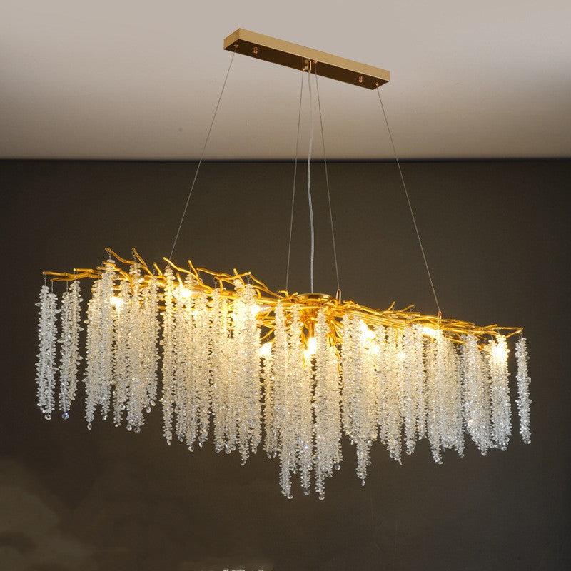 Light Luxury Aluminium Crystal LED Chandelier | Round & Long, 6 Sizes 60-150cm, 50cm Adjustable, 111-240V