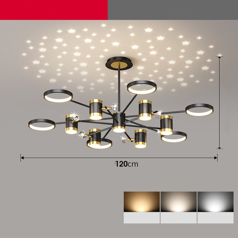 Nordic LED Iron Chandelier | 13 Heads, Remote Control, 1000mm, 15-30㎡, Living Room & Bedroom, Black