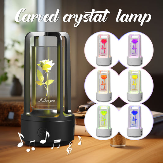2-in-1 Bluetooth Speaker & LED Night Lamp | Acrylic & Crystal | Touch Sensor | 2,500mAh | 5W | Wireless Charging | 13 Motifs | Black & White | Valentine's Day Gift | Home & Party Decor