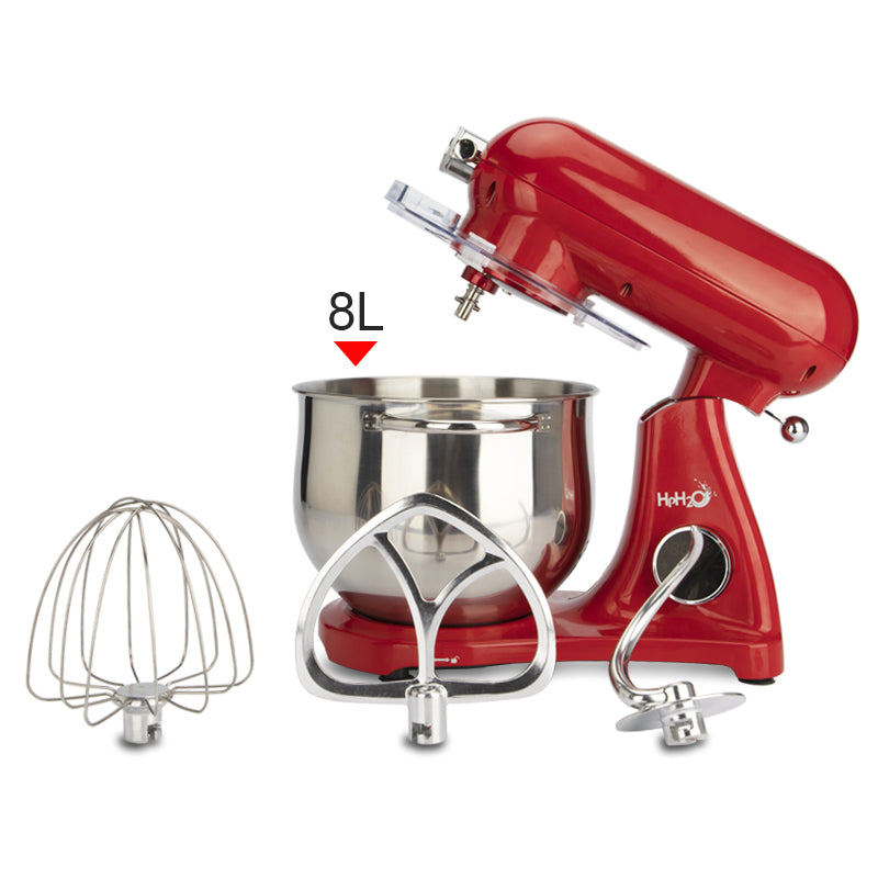 SM-1522ML 1800W 8L Planetary Stand Mixer | Digital Control, Metal Body, Quiet Motor, 3 Attachments, Red